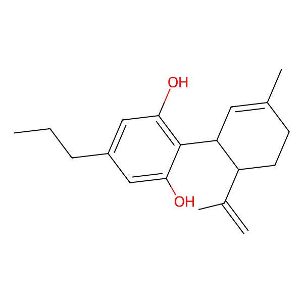 2D Structure of 2-[(1S,6S)-6-isopropenyl-3-methyl-1-cyclohex-2-enyl]-5-propyl-benzene-1,3-diol