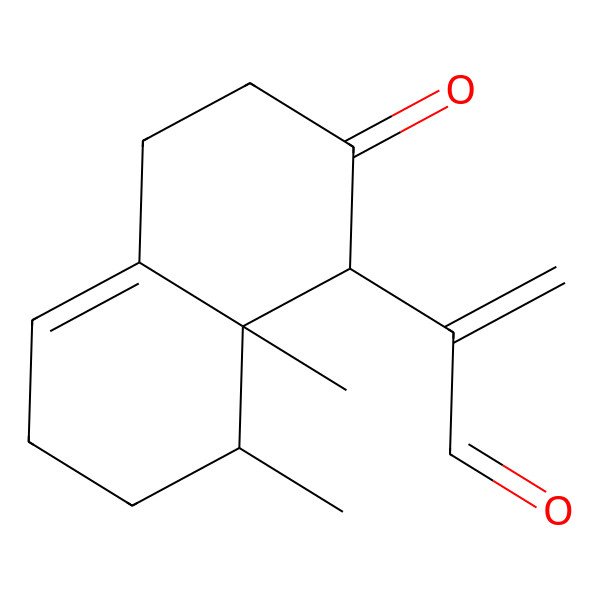 2D Structure of 2-[(1S,8S,8aS)-8,8a-dimethyl-2-oxo-1,3,4,6,7,8-hexahydronaphthalen-1-yl]prop-2-enal