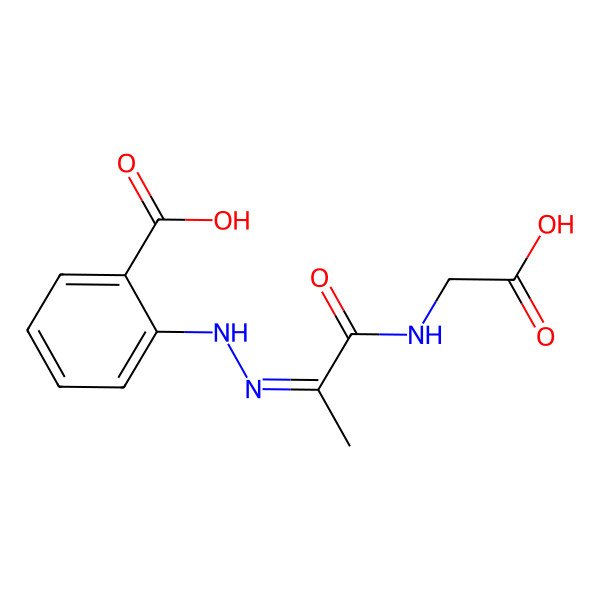 2D Structure of 2-[2-[1-(Carboxymethylamino)-1-oxopropan-2-ylidene]hydrazinyl]benzoic acid