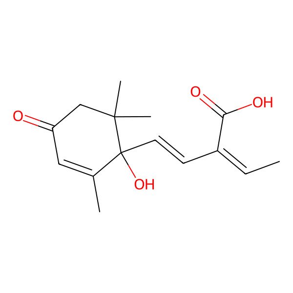 2D Structure of 2-[2-(1-Hydroxy-2,6,6-trimethyl-4-oxocyclohex-2-en-1-yl)ethenyl]but-2-enoic acid