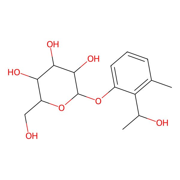 2D Structure of 2-[2-(1-Hydroxyethyl)-3-methylphenoxy]-6-(hydroxymethyl)oxane-3,4,5-triol