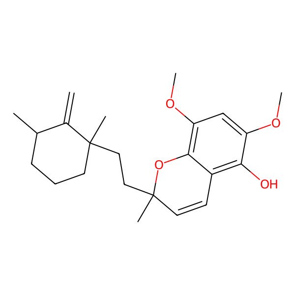 2D Structure of 2-[2-(1,3-Dimethyl-2-methylidenecyclohexyl)ethyl]-6,8-dimethoxy-2-methylchromen-5-ol