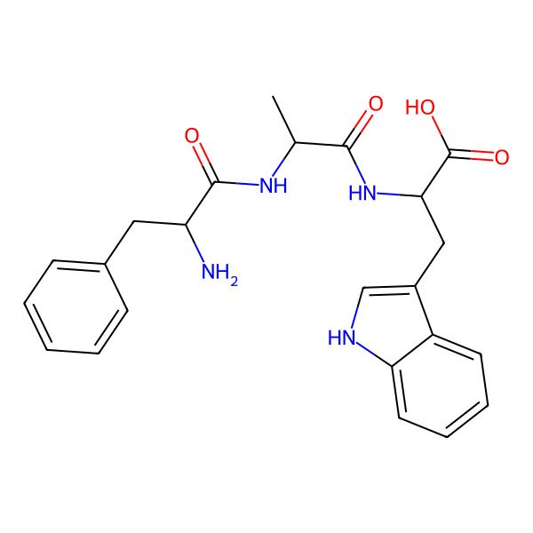2D Structure of 2-[2-[(2-amino-3-phenylpropanoyl)amino]propanoylamino]-3-(1H-indol-3-yl)propanoic acid