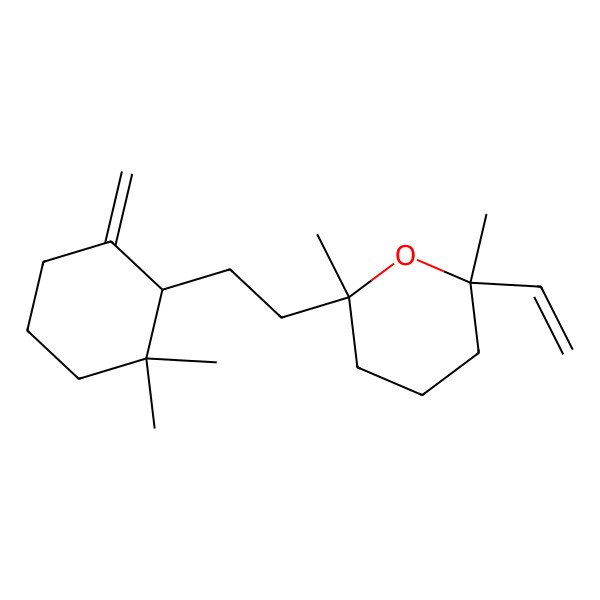 2D Structure of 2-[2-(2,2-Dimethyl-6-methylidenecyclohexyl)ethyl]-6-ethenyl-2,6-dimethyloxane