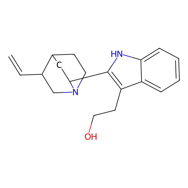 2D Structure of 2-[2-[(2S)-5-ethenyl-1-azabicyclo[2.2.2]octan-2-yl]-1H-indol-3-yl]ethanol