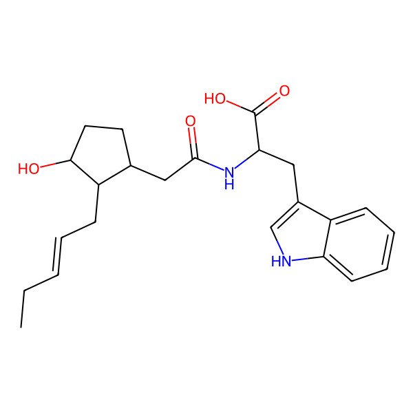 2D Structure of 2-[[2-(3-hydroxy-2-pent-2-enylcyclopentyl)acetyl]amino]-3-(1H-indol-3-yl)propanoic acid