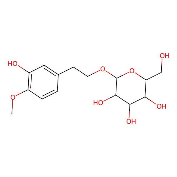 2D Structure of 2-[2-(3-Hydroxy-4-methoxyphenyl)ethoxy]-6-(hydroxymethyl)oxane-3,4,5-triol
