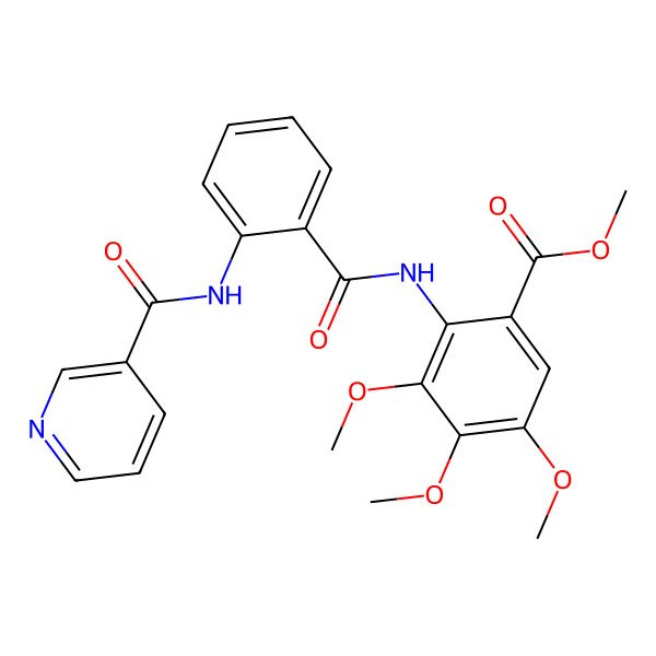 2D Structure of 2-[[2-[(3-Pyridinylcarbonyl)amino]benzoyl]amino]-3,4,5-trimethoxybenzoic acid methyl ester