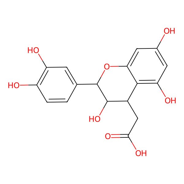 2D Structure of 2-[2-(3,4-dihydroxyphenyl)-3,5,7-trihydroxy-3,4-dihydro-2H-chromen-4-yl]acetic acid