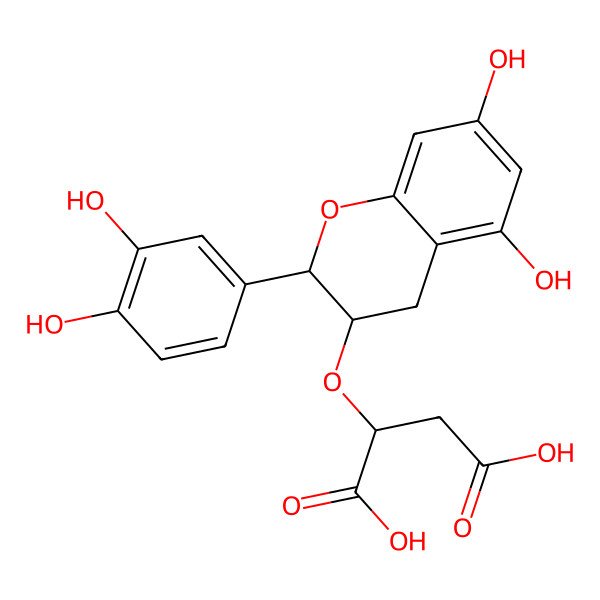 2D Structure of 2-[[2-(3,4-dihydroxyphenyl)-5,7-dihydroxy-3,4-dihydro-2H-chromen-3-yl]oxy]butanedioic acid