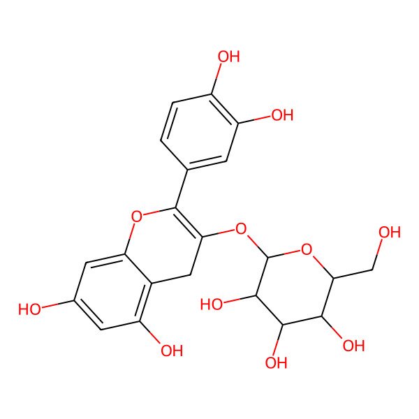 2D Structure of 2-[[2-(3,4-dihydroxyphenyl)-5,7-dihydroxy-4H-chromen-3-yl]oxy]-6-(hydroxymethyl)oxane-3,4,5-triol