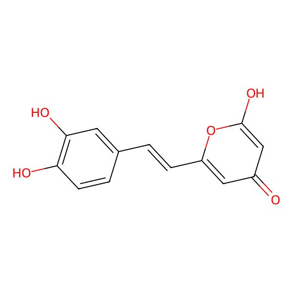 2D Structure of 2-[2-(3,4-dihydroxyphenyl)ethenyl]-6-hydroxypyran-4-one