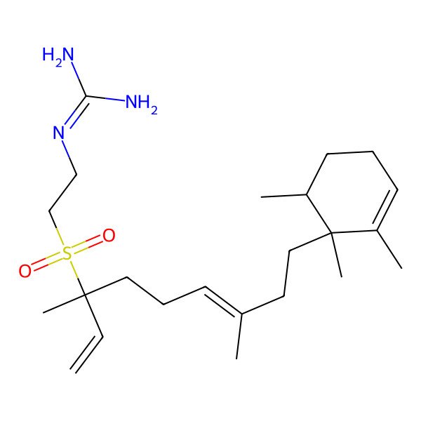 2D Structure of 2-[2-[3,7-Dimethyl-9-(1,2,6-trimethylcyclohex-2-en-1-yl)nona-1,6-dien-3-yl]sulfonylethyl]guanidine
