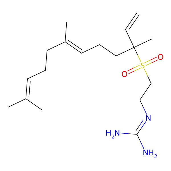 2D Structure of 2-[2-[(3S,6E)-3,7,11-trimethyldodeca-1,6,10-trien-3-yl]sulfonylethyl]guanidine