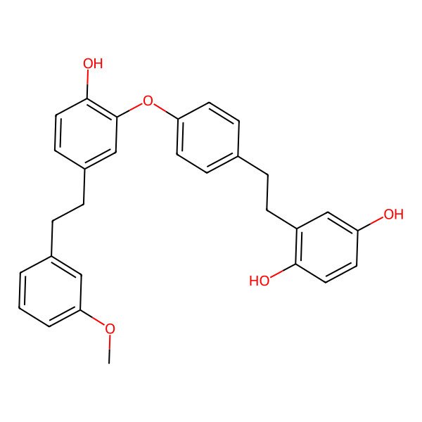 2D Structure of 2-[2-[4-[2-Hydroxy-5-[2-(3-methoxyphenyl)ethyl]phenoxy]phenyl]ethyl]benzene-1,4-diol