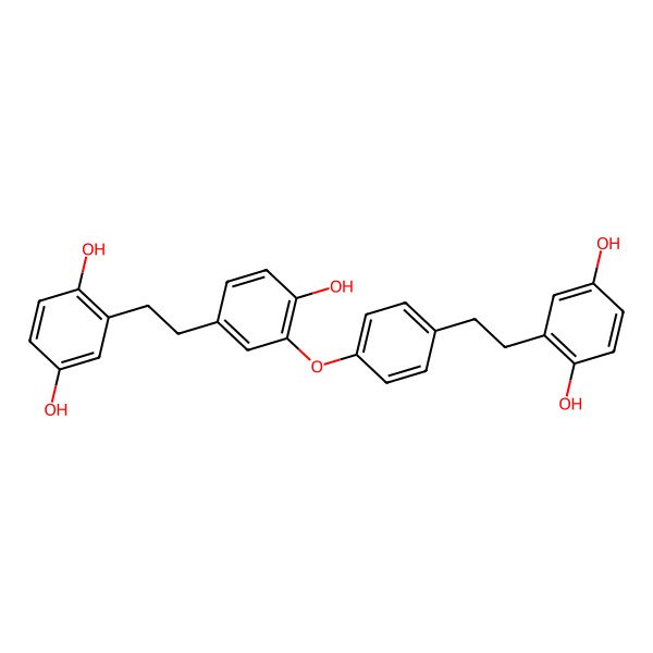 2D Structure of 2-[2-[4-[5-[2-(2,5-Dihydroxyphenyl)ethyl]-2-hydroxyphenoxy]phenyl]ethyl]benzene-1,4-diol