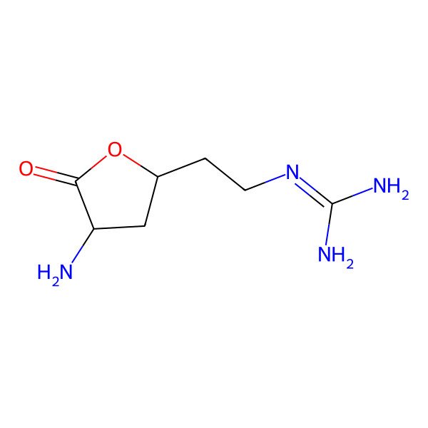 2D Structure of 2-[2-(4-Amino-5-oxooxolan-2-yl)ethyl]guanidine