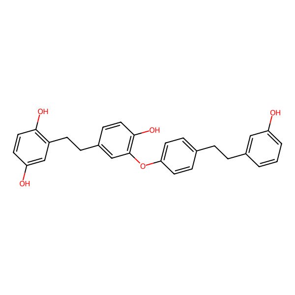 2D Structure of 2-[2-[4-Hydroxy-3-[4-[2-(3-hydroxyphenyl)ethyl]phenoxy]phenyl]ethyl]benzene-1,4-diol