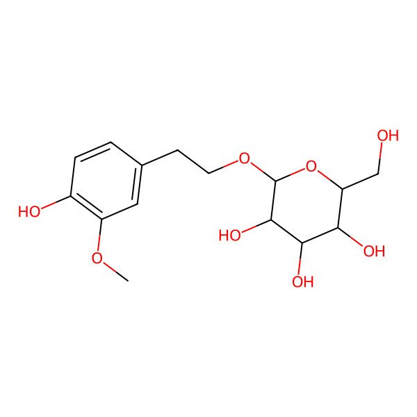 2D Structure of 2-[2-(4-Hydroxy-3-methoxyphenyl)ethoxy]-6-(hydroxymethyl)oxane-3,4,5-triol