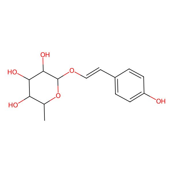 2D Structure of 2-[2-(4-Hydroxyphenyl)ethenoxy]-6-methyloxane-3,4,5-triol