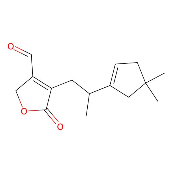 2D Structure of 2-(2-(4,4-Dimethyl-1-cyclopentenyl)-propyl)-3-formyl-2-buten-4-olide