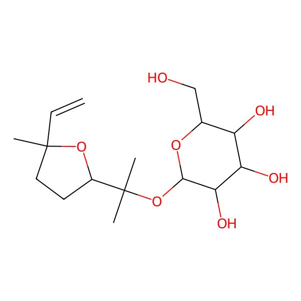 2D Structure of 2-[2-(5-Ethenyl-5-methyloxolan-2-yl)propan-2-yloxy]-6-(hydroxymethyl)oxane-3,4,5-triol