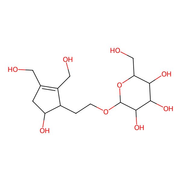 2D Structure of 2-[2-[5-Hydroxy-2,3-bis(hydroxymethyl)cyclopent-2-en-1-yl]ethoxy]-6-(hydroxymethyl)oxane-3,4,5-triol