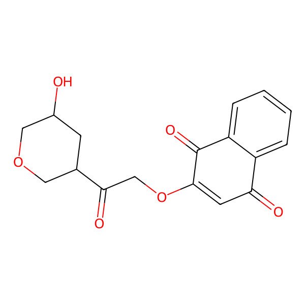 2D Structure of 2-[2-[(5S)-5-hydroxyoxan-3-yl]-2-oxoethoxy]naphthalene-1,4-dione