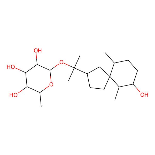 2D Structure of 2-[2-(9-Hydroxy-6,10-dimethylspiro[4.5]decan-3-yl)propan-2-yloxy]-6-methyloxane-3,4,5-triol