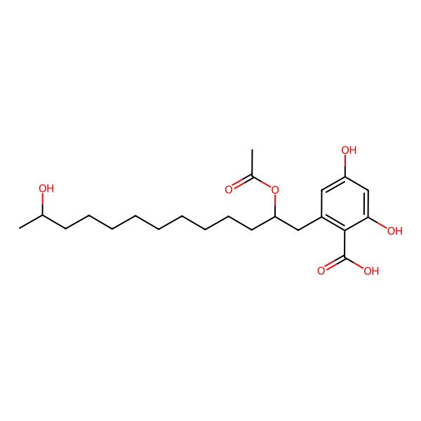 2D Structure of 2-(2-Acetoxy-12-hydroxytridecyl)-4,6-dihydroxybenz