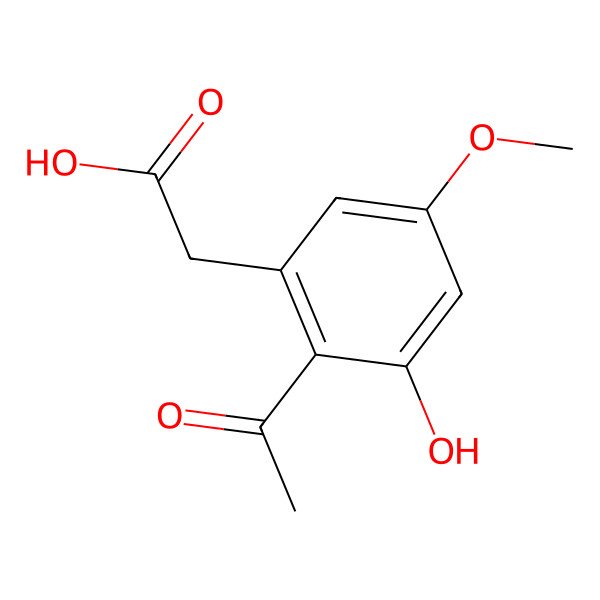 2D Structure of 2-(2-Acetyl-3-hydroxy-5-methoxyphenyl)acetic acid