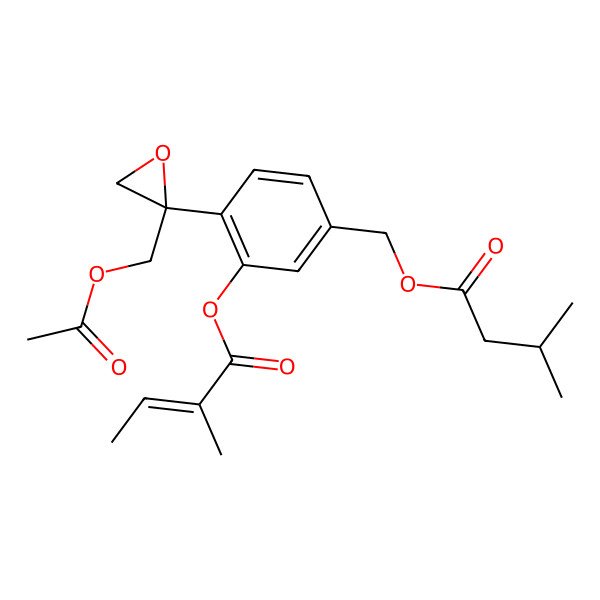 2D Structure of [2-[2-(Acetyloxymethyl)oxiran-2-yl]-5-(3-methylbutanoyloxymethyl)phenyl] 2-methylbut-2-enoate