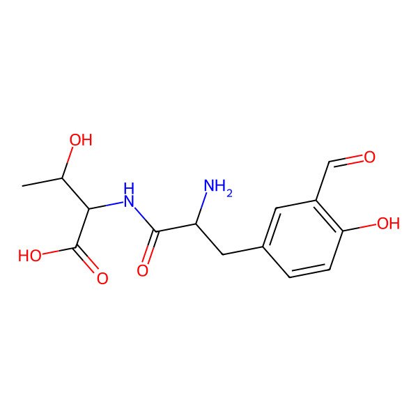 2D Structure of 2-[[2-Amino-3-(3-formyl-4-hydroxyphenyl)propanoyl]amino]-3-hydroxybutanoic acid
