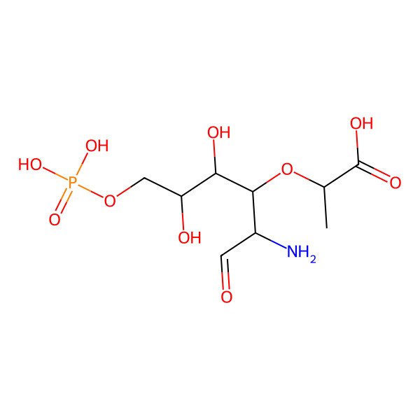 2D Structure of 2-(2-Amino-4,5-dihydroxy-1-oxo-6-phosphonooxyhexan-3-yl)oxypropanoic acid