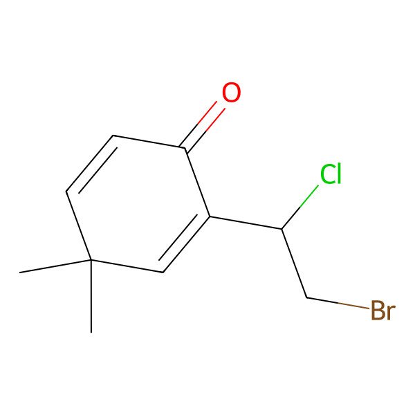 2D Structure of 2-(2-Bromo-1-chloroethyl)-4,4-dimethylcyclohexa-2,5-dien-1-one