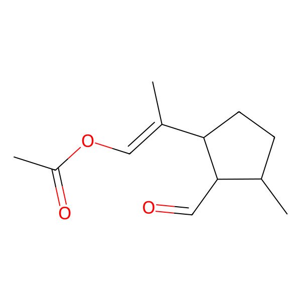 2D Structure of 2-(2-Formyl-3-methylcyclopentyl)prop-1-enyl acetate