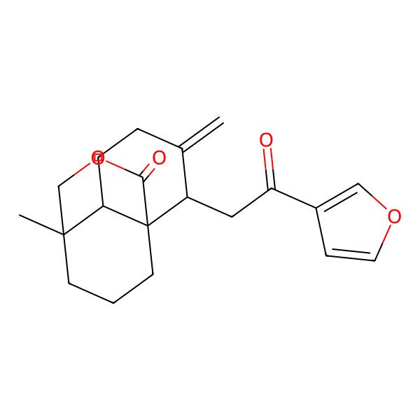 2D Structure of 2-[2-(Furan-3-yl)-2-oxoethyl]-7-methyl-3-methylidene-9-oxatricyclo[5.3.3.01,6]tridecan-10-one