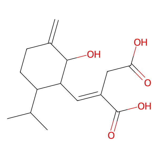 2D Structure of 2-[(2-Hydroxy-3-methylidene-6-propan-2-ylcyclohexyl)methylidene]butanedioic acid