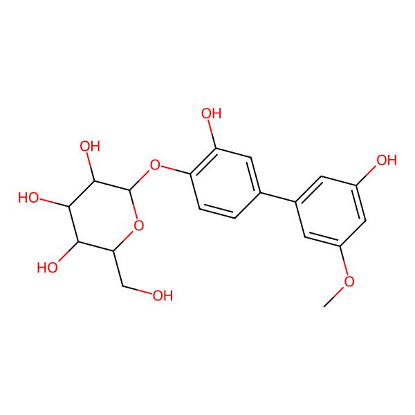 2D Structure of 2-[2-Hydroxy-4-(3-hydroxy-5-methoxyphenyl)phenoxy]-6-(hydroxymethyl)oxane-3,4,5-triol