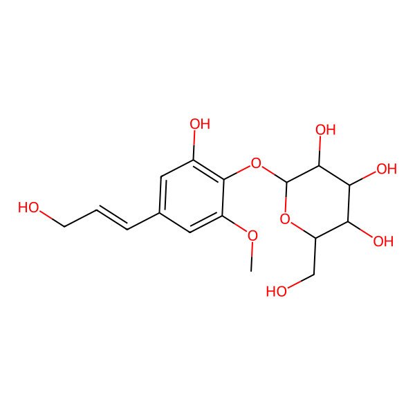 2D Structure of 2-[2-Hydroxy-4-(3-hydroxyprop-1-enyl)-6-methoxyphenoxy]-6-(hydroxymethyl)oxane-3,4,5-triol