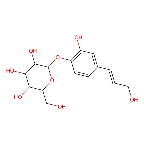 2D Structure of 2-[2-Hydroxy-4-(3-hydroxyprop-1-enyl)phenoxy]-6-(hydroxymethyl)oxane-3,4,5-triol
