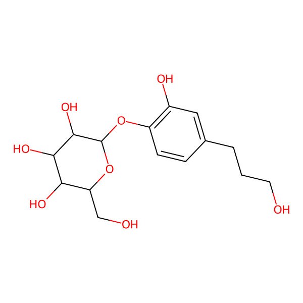 2D Structure of 2-[2-Hydroxy-4-(3-hydroxypropyl)phenoxy]-6-(hydroxymethyl)oxane-3,4,5-triol