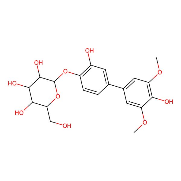 2D Structure of 2-[2-Hydroxy-4-(4-hydroxy-3,5-dimethoxyphenyl)phenoxy]-6-(hydroxymethyl)oxane-3,4,5-triol
