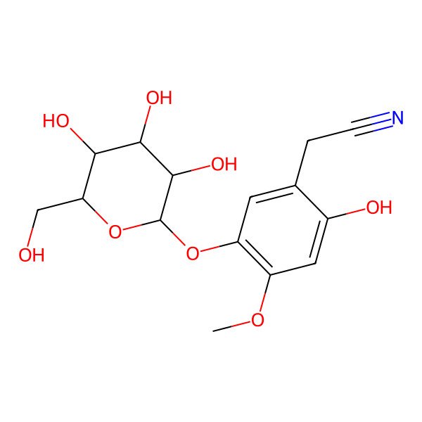 2D Structure of 2-[2-Hydroxy-4-methoxy-5-[3,4,5-trihydroxy-6-(hydroxymethyl)oxan-2-yl]oxyphenyl]acetonitrile