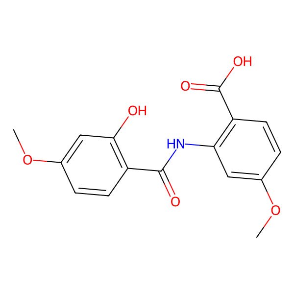 2D Structure of 2-[(2-Hydroxy-4-methoxybenzoyl)amino]-4-methoxybenzoic acid