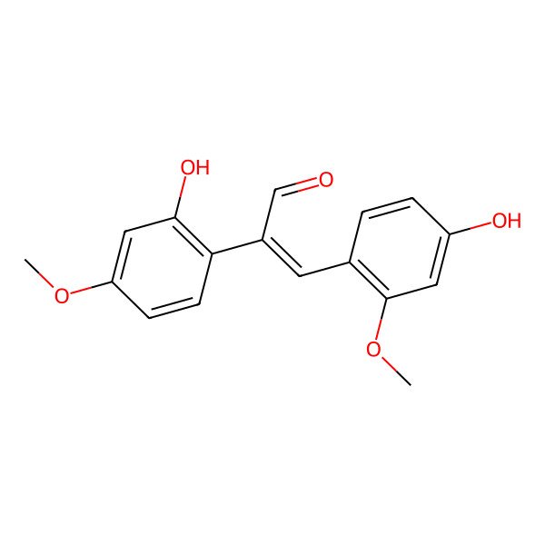 2D Structure of 2-(2-Hydroxy-4-methoxyphenyl)-3-(4-hydroxy-2-methoxyphenyl)prop-2-enal