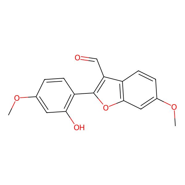 2D Structure of 2-(2-Hydroxy-4-methoxyphenyl)-6-methoxy-1-benzofuran-3-carbaldehyde