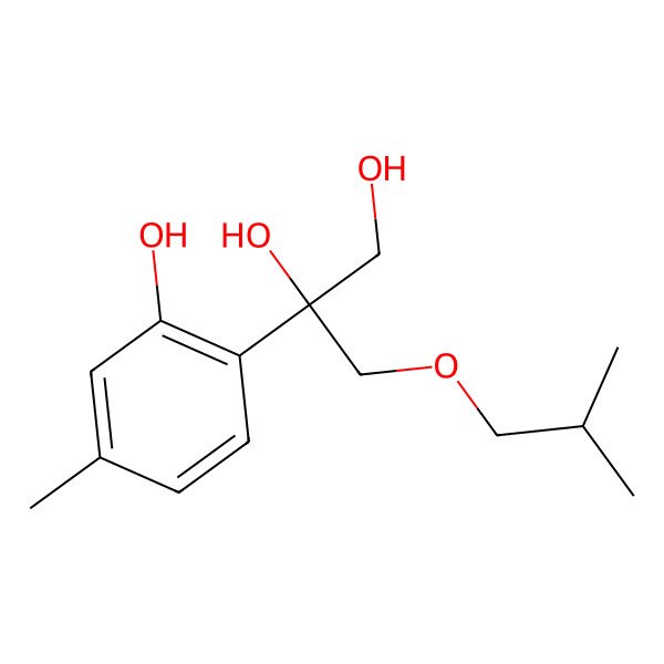 2D Structure of 2-(2-Hydroxy-4-methylphenyl)-3-(2-methylpropoxy)propane-1,2-diol