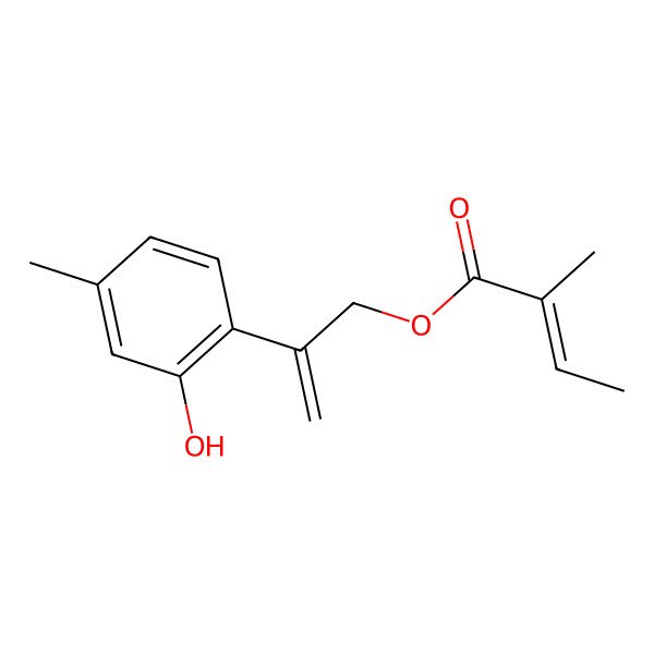 2D Structure of 2-(2-Hydroxy-4-methylphenyl)prop-2-enyl 2-methylbut-2-enoate