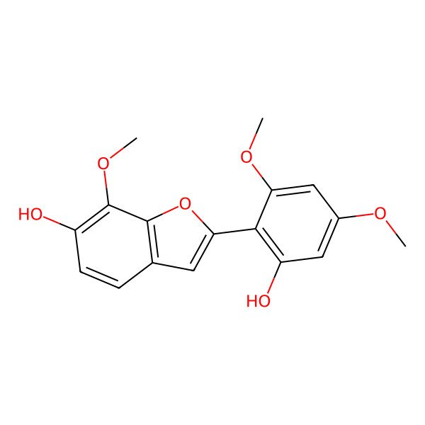 2D Structure of 2-(2-Hydroxy-4,6-dimethoxyphenyl)-7-methoxy-1-benzofuran-6-ol